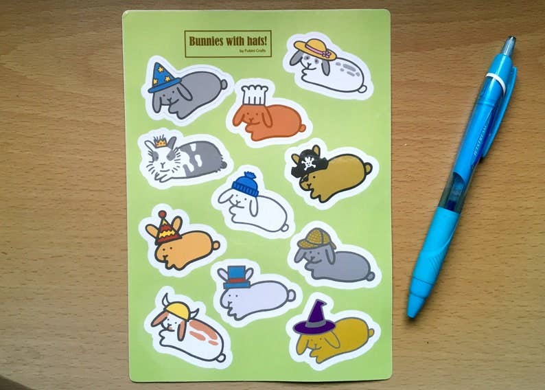 Bunnies with Hats | Sticker Sheet