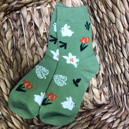 Floral Green Forest Socks
