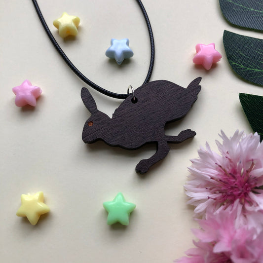 Running Hare | Wooden Necklace