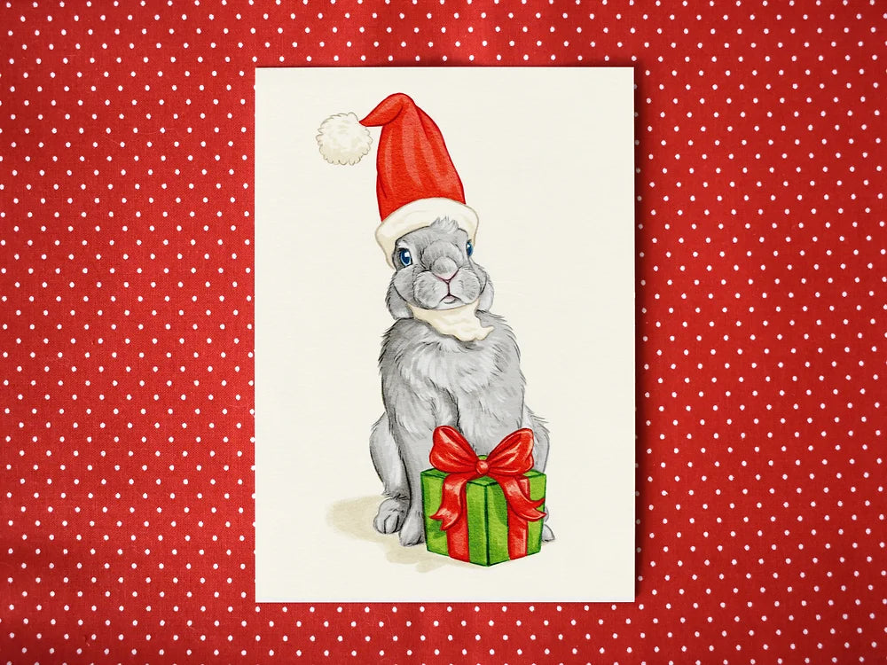 Rabbit Christmas Gift Postcard