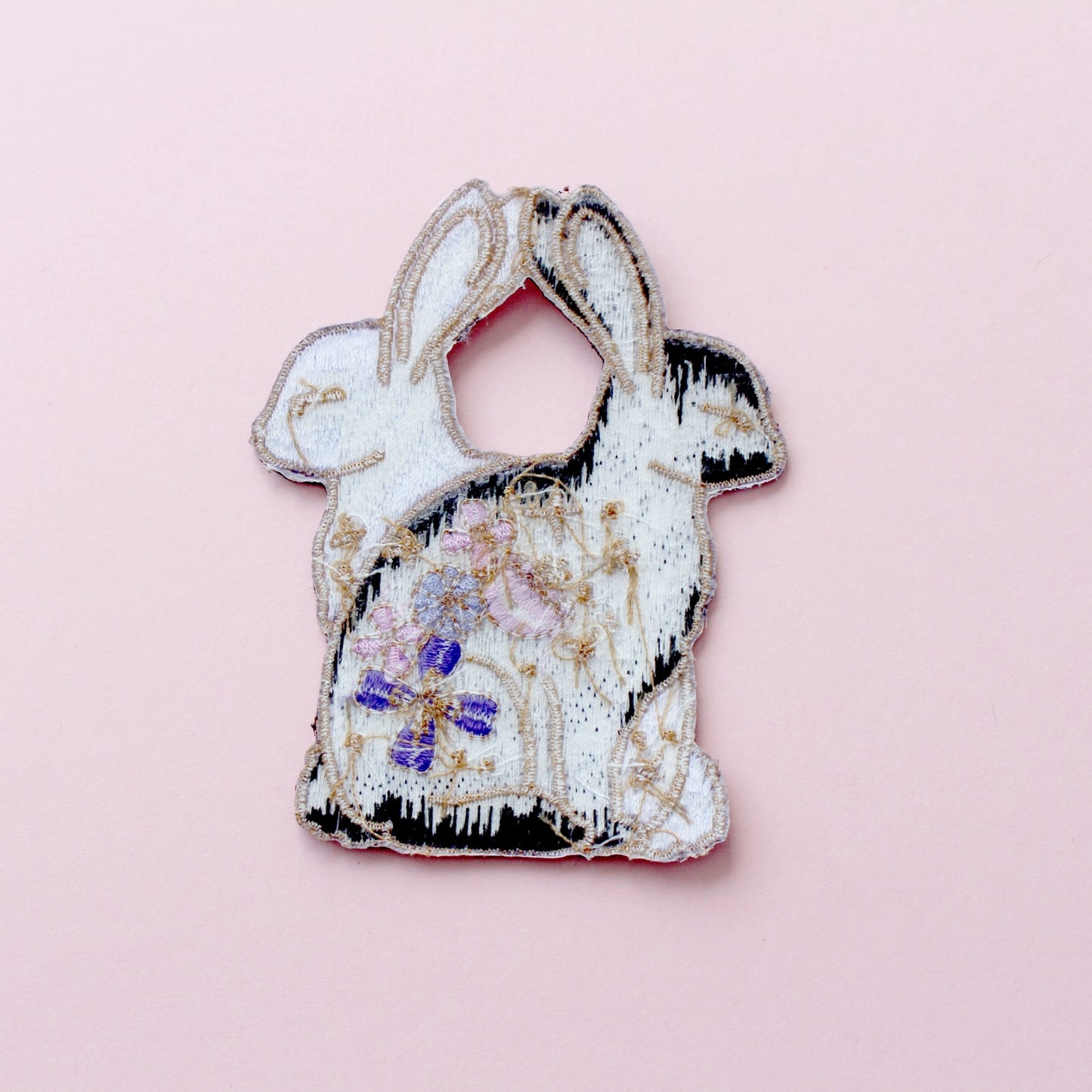 Flower Rabbits Embroidered Patch