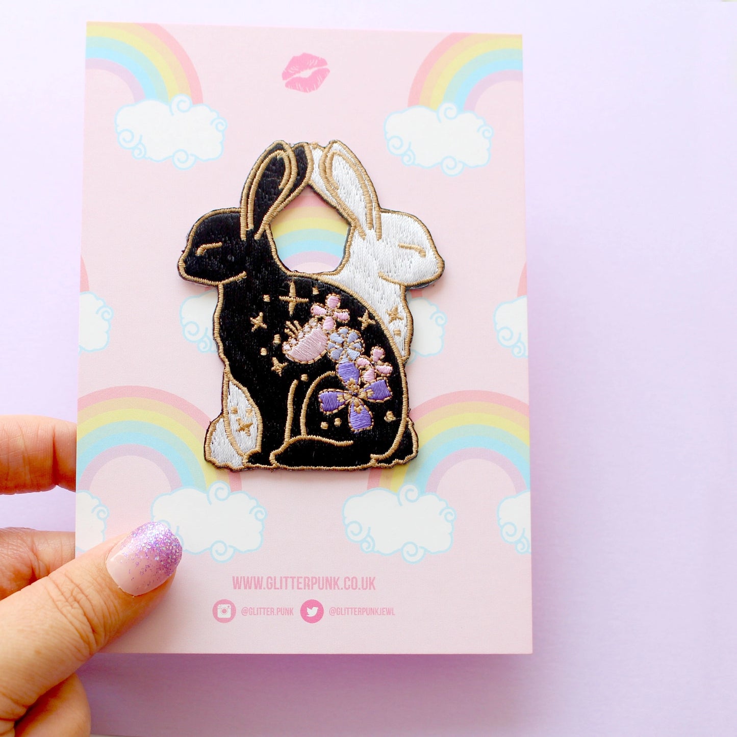 Flower Rabbits Embroidered Patch