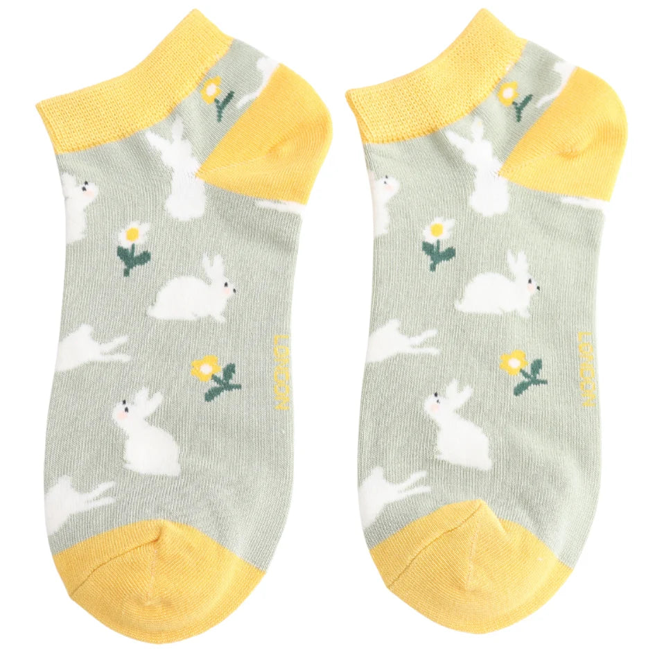Bamboo Bunny and Daisy Trainer Socks | Size 3-7