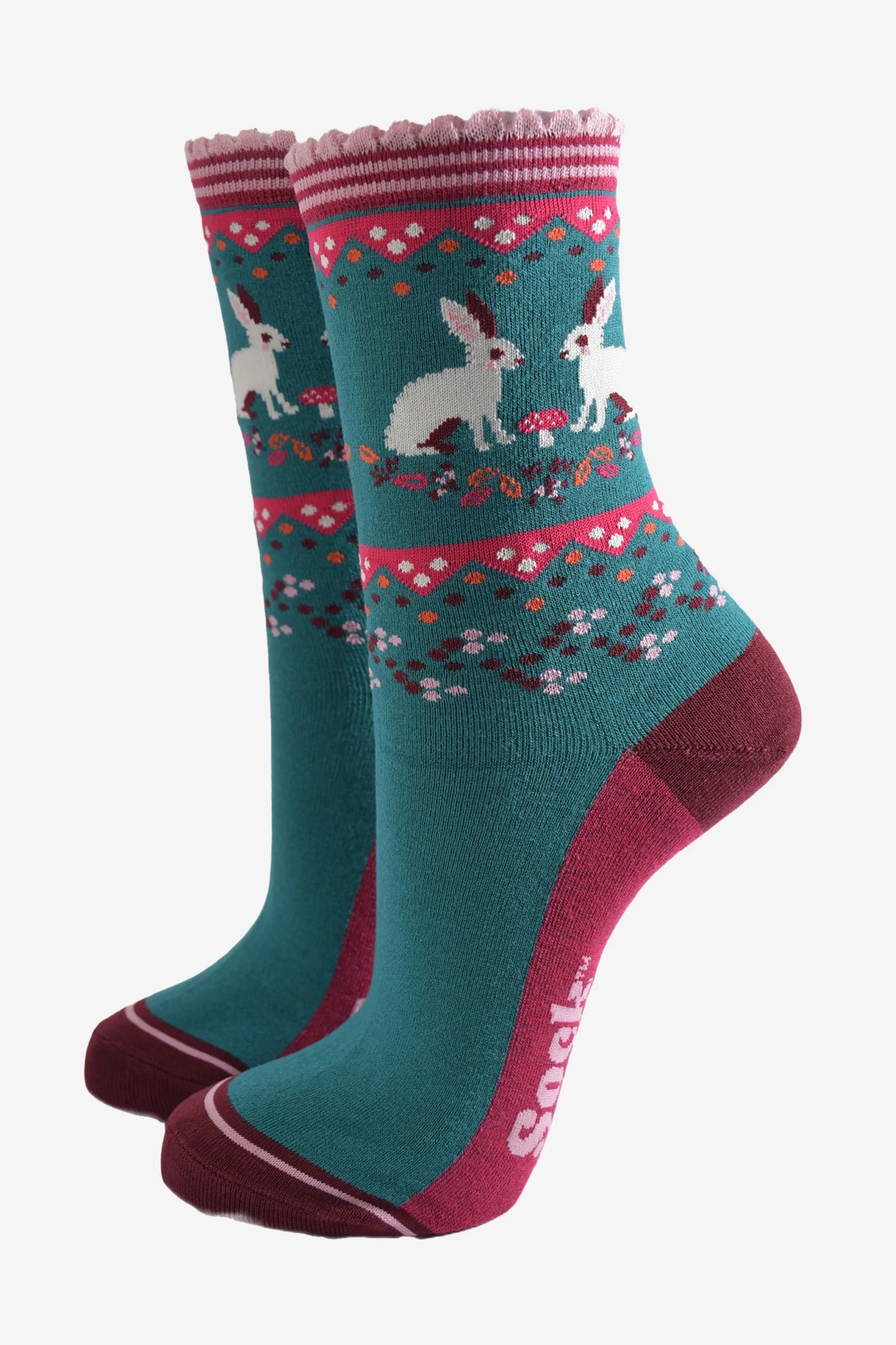 Rabbit Wreath Toadstool Socks | Size 3-7