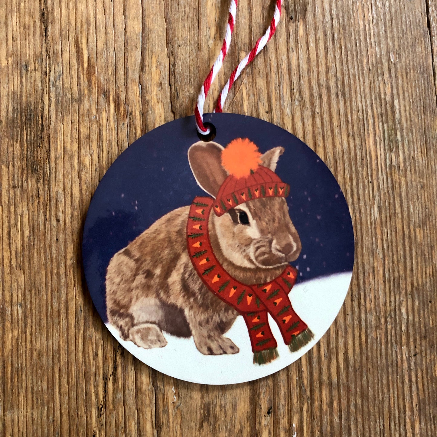 Snow Day Rabbits | Tree Decorations Wooden and Glass