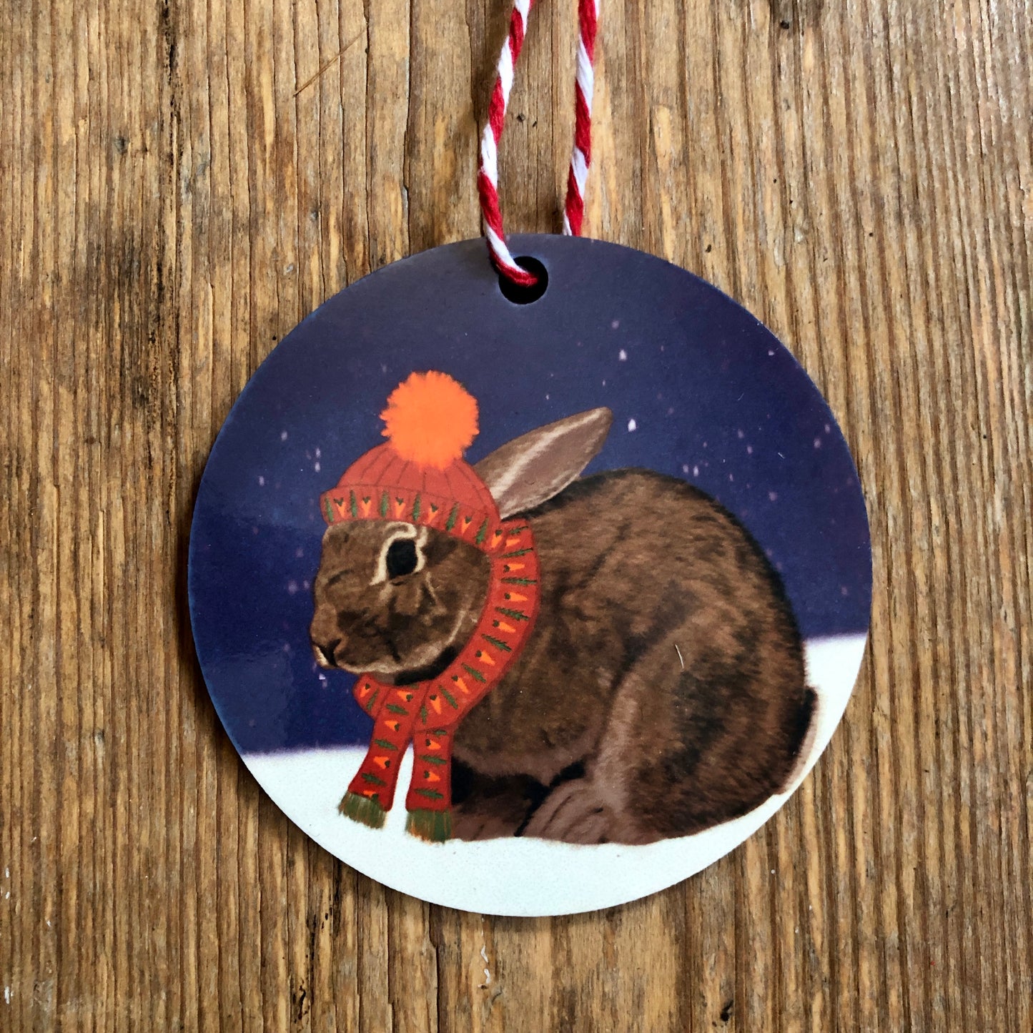 Snow Day Rabbits | Tree Decorations Wooden and Glass