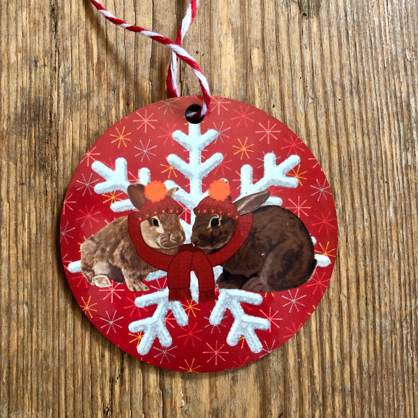 Snow Day Rabbits | Tree Decorations Wooden and Glass
