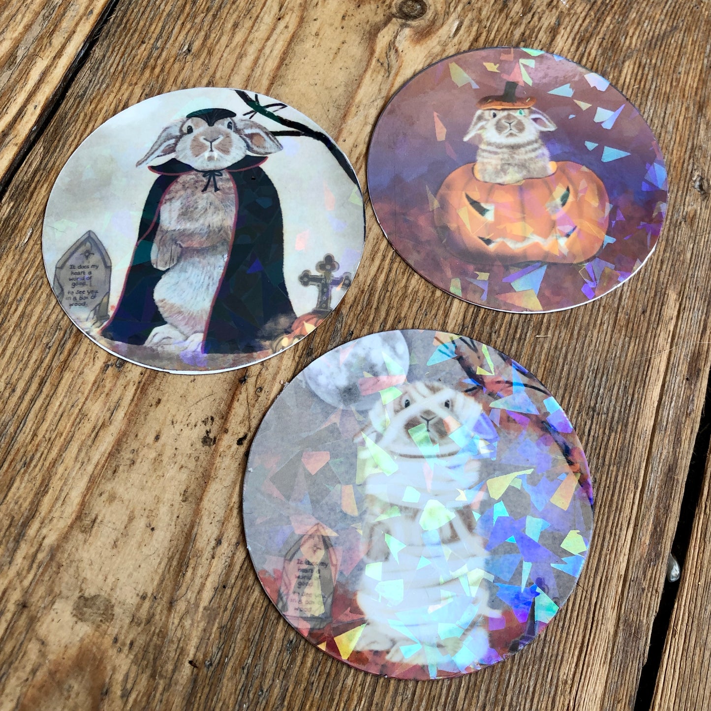 Holographic Halloween Bunny Sticker