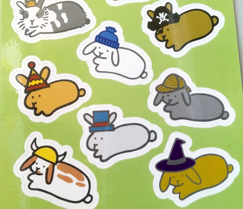 Bunnies with Hats | Sticker Sheet