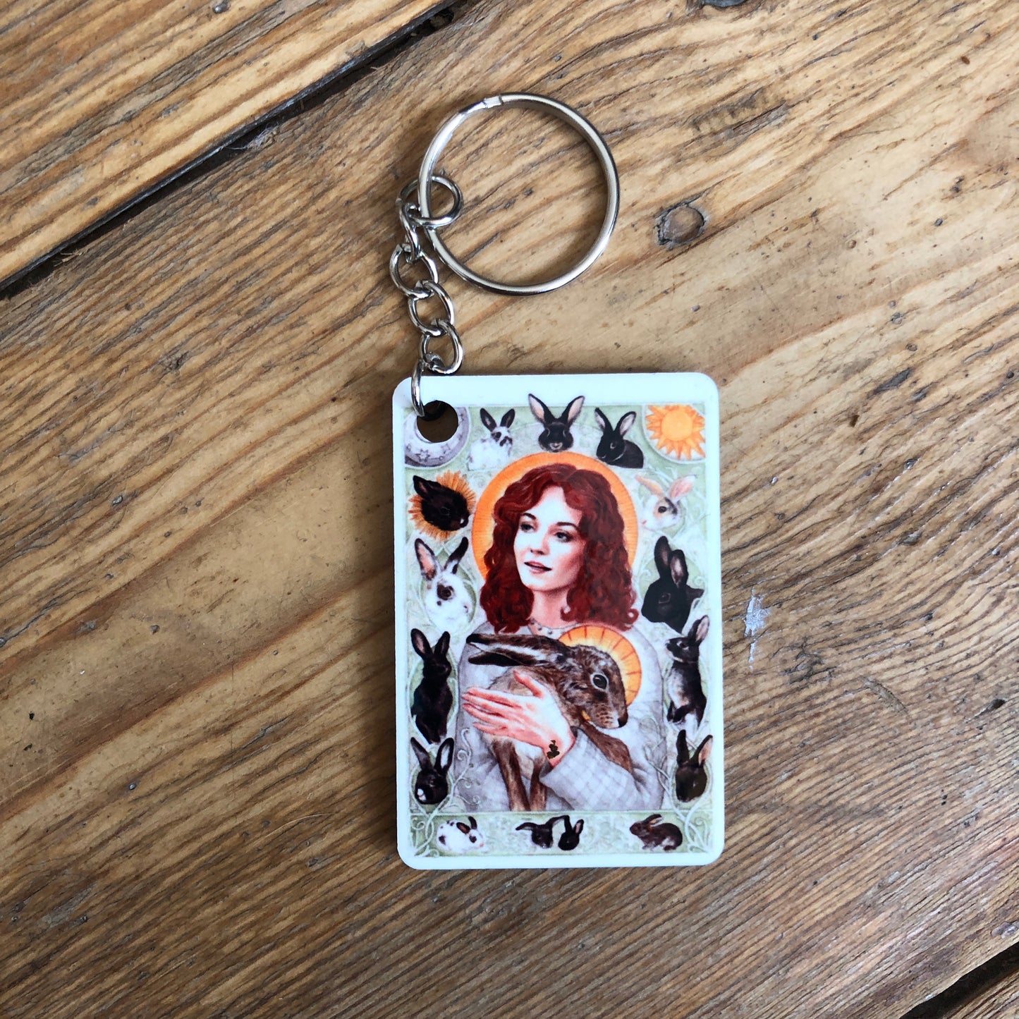 Melangell - Saint of Hares and Rabbits - Keyring