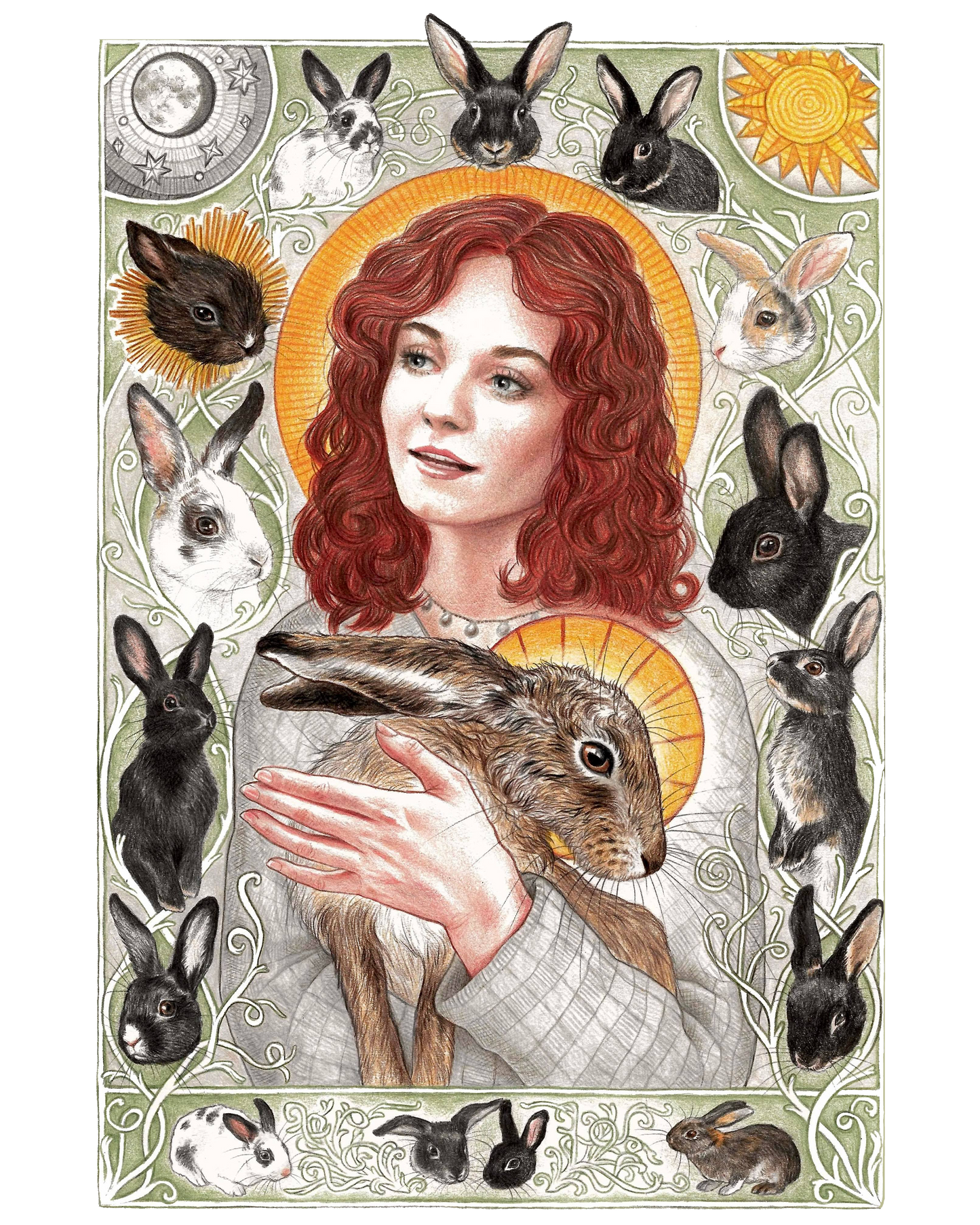 Melangell - Saint of Hares and Rabbits | A4 Artprint