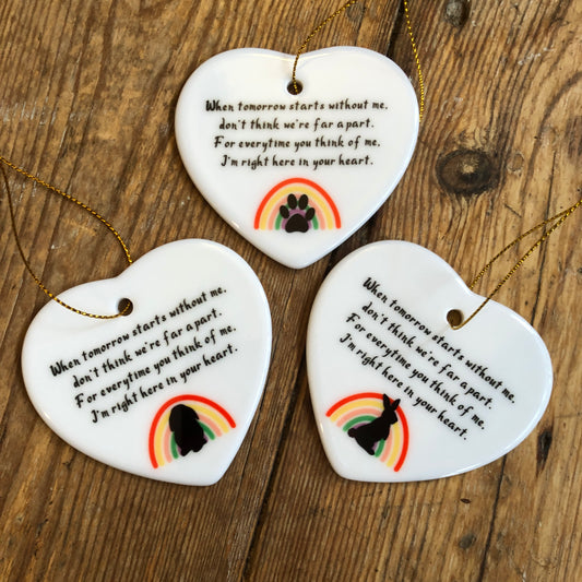 Rainbow Bridge Hearts Memorial Decorations