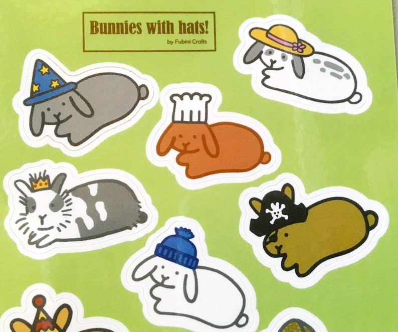 Bunnies with Hats | Sticker Sheet