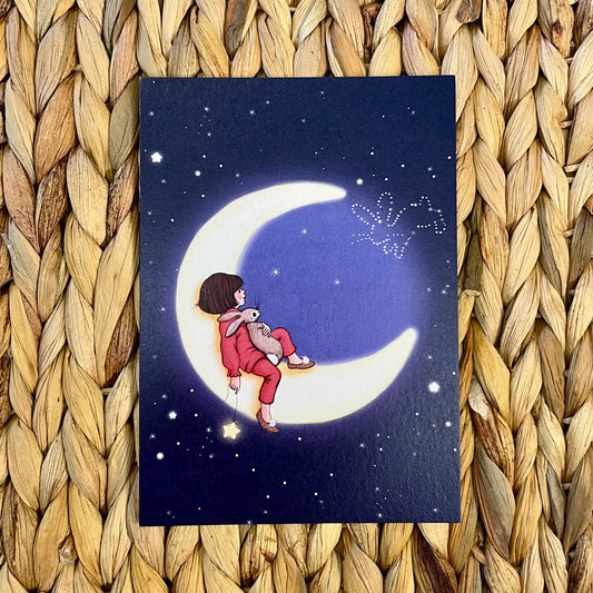 Moon Cuddle| Postcard and Artprint