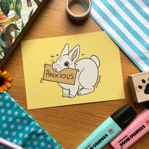 Anxious Rabbit Postcard