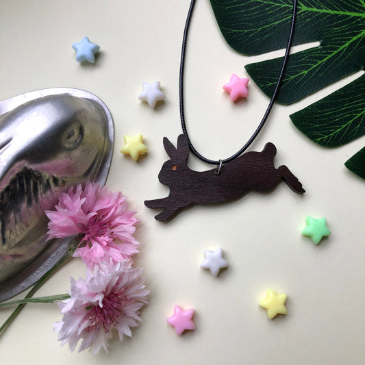 Running Rabbit | Wooden Necklace