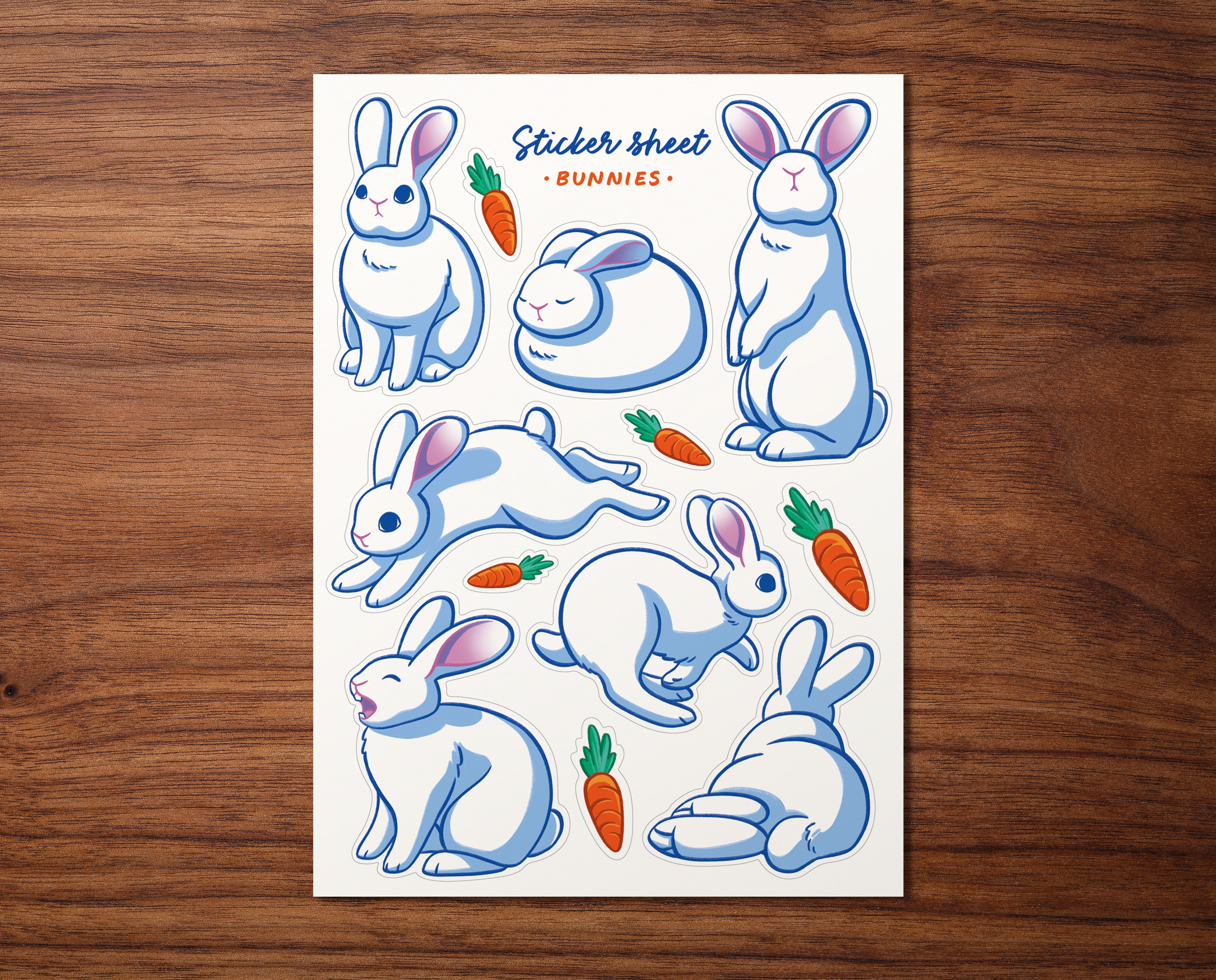 Bunnies and Carrot Sticker Sheet β Rabbit Retail