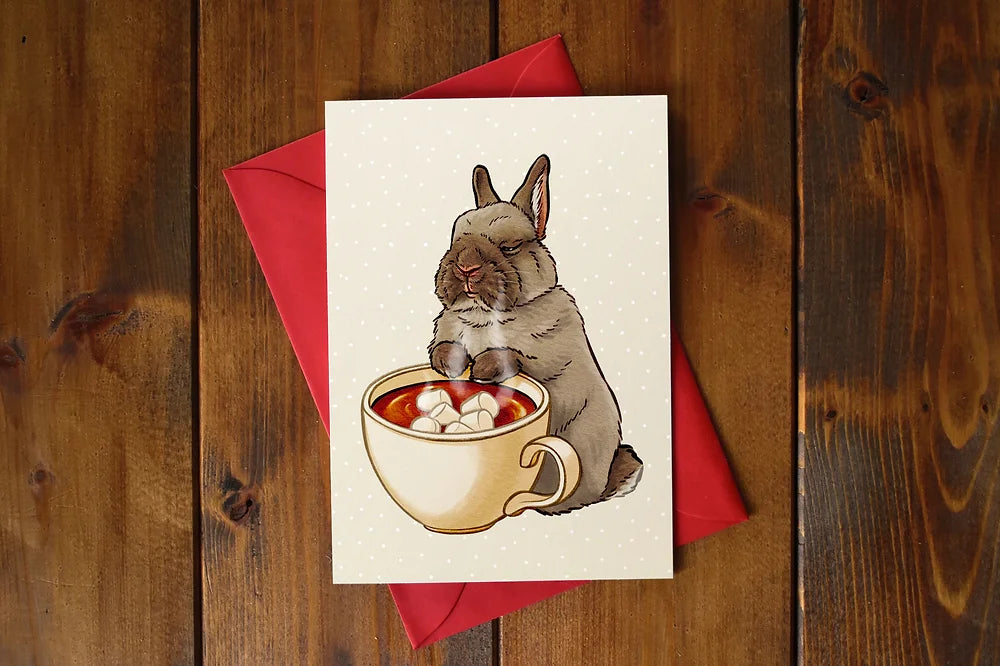 Rabbit's Hot Chocolate Postcard and Greeting Card