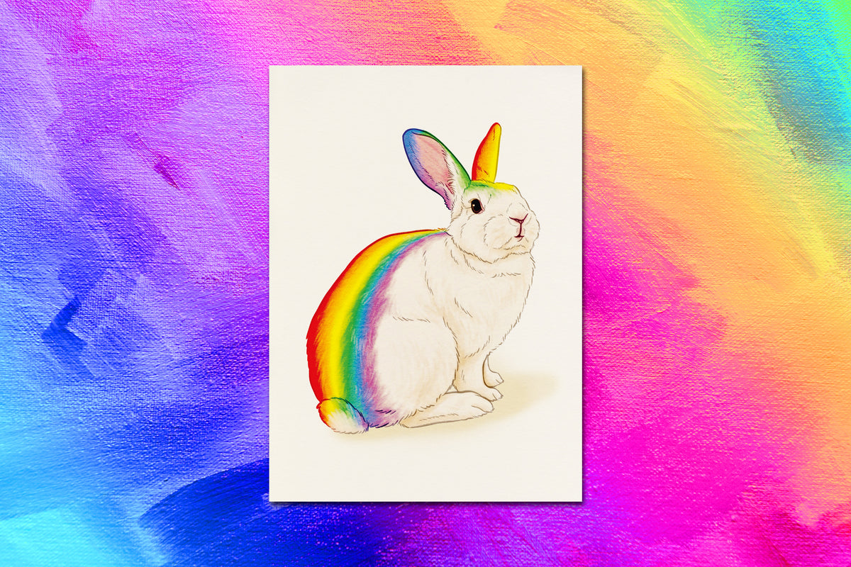 Rainbow Rabbit Art Print & Postcard – Rabbit Retail