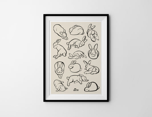 A Study of Sleeping Bunnies A4 Art Print