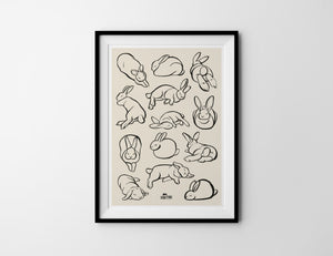A Study of Sleeping Bunnies A4 Art Print