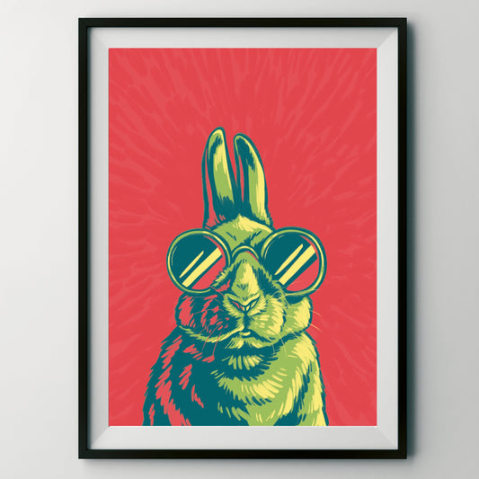 Pop Art Rabbit A3 Art Print