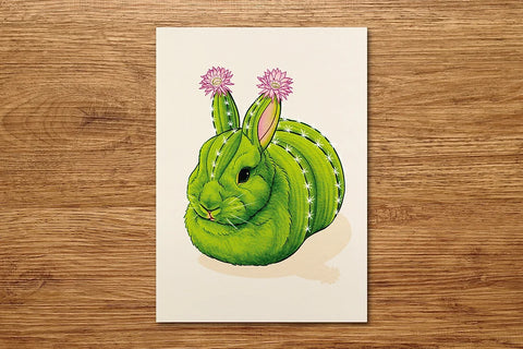 Cactus Bunny Postcard & Art Print