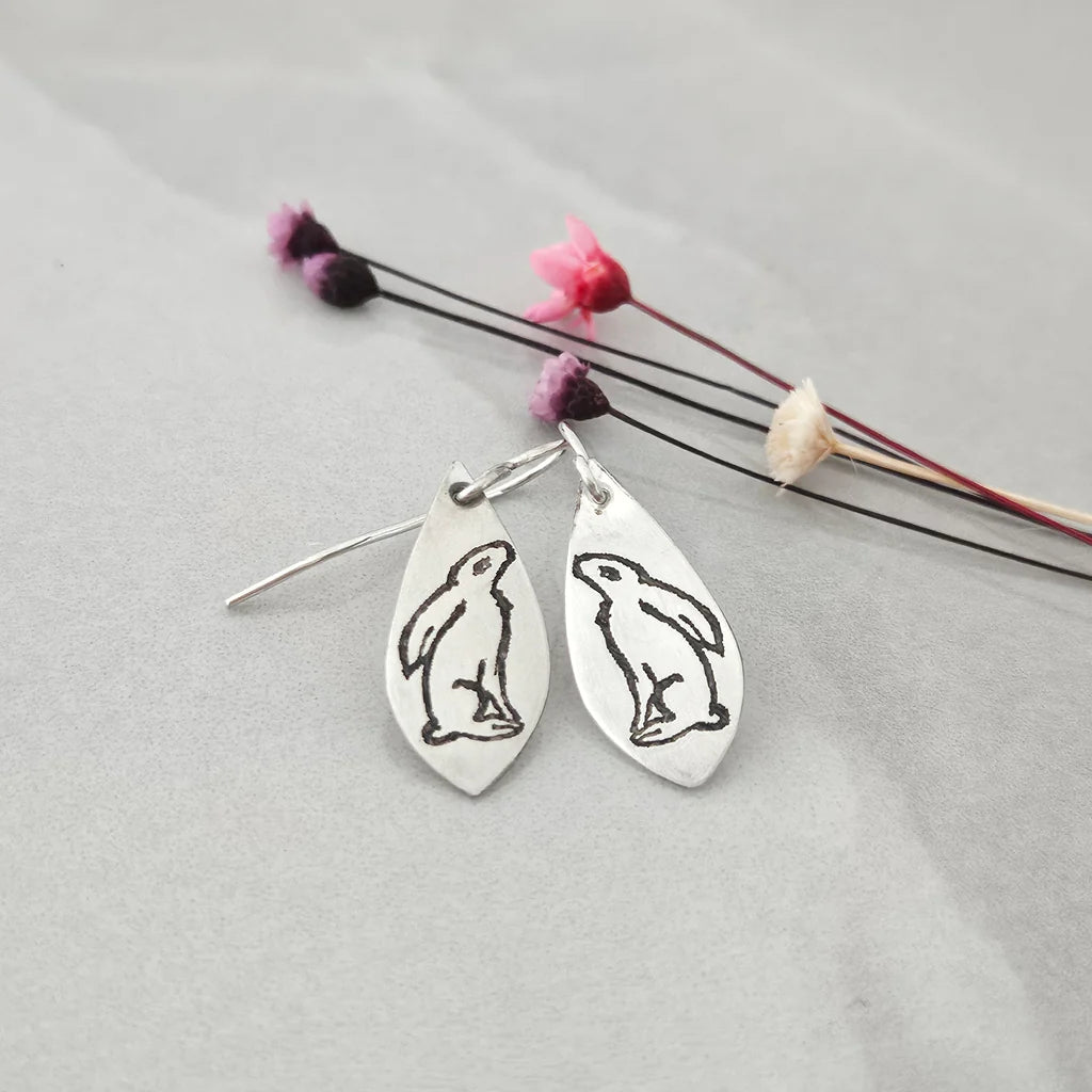 Gazing Hare Teardrop Earrings