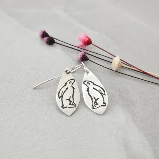 Gazing Hare Teardrop Earrings
