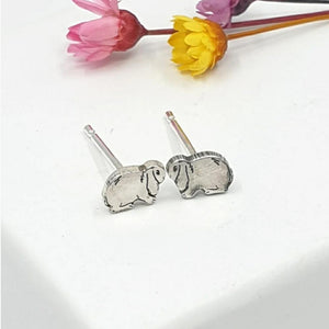 Tiny Lop Bunny Silver Stud Earrings