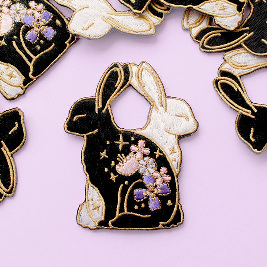 Flower Rabbits Enamel Patch