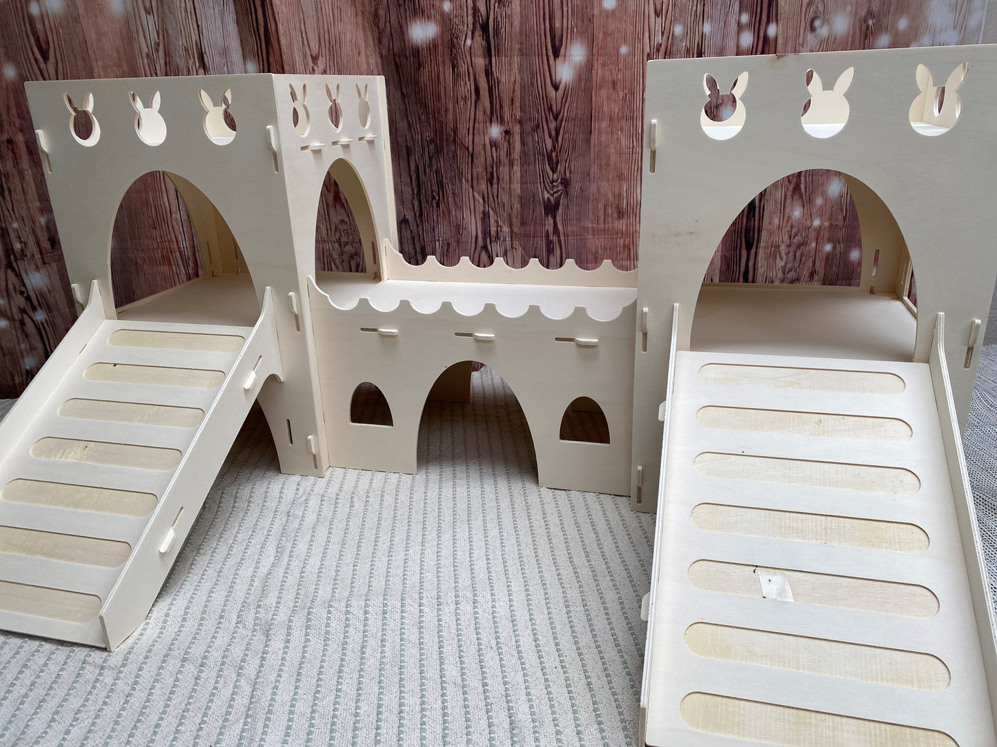Two Turret Rabbit Cutout Castle | Wooden Rabbit Castle