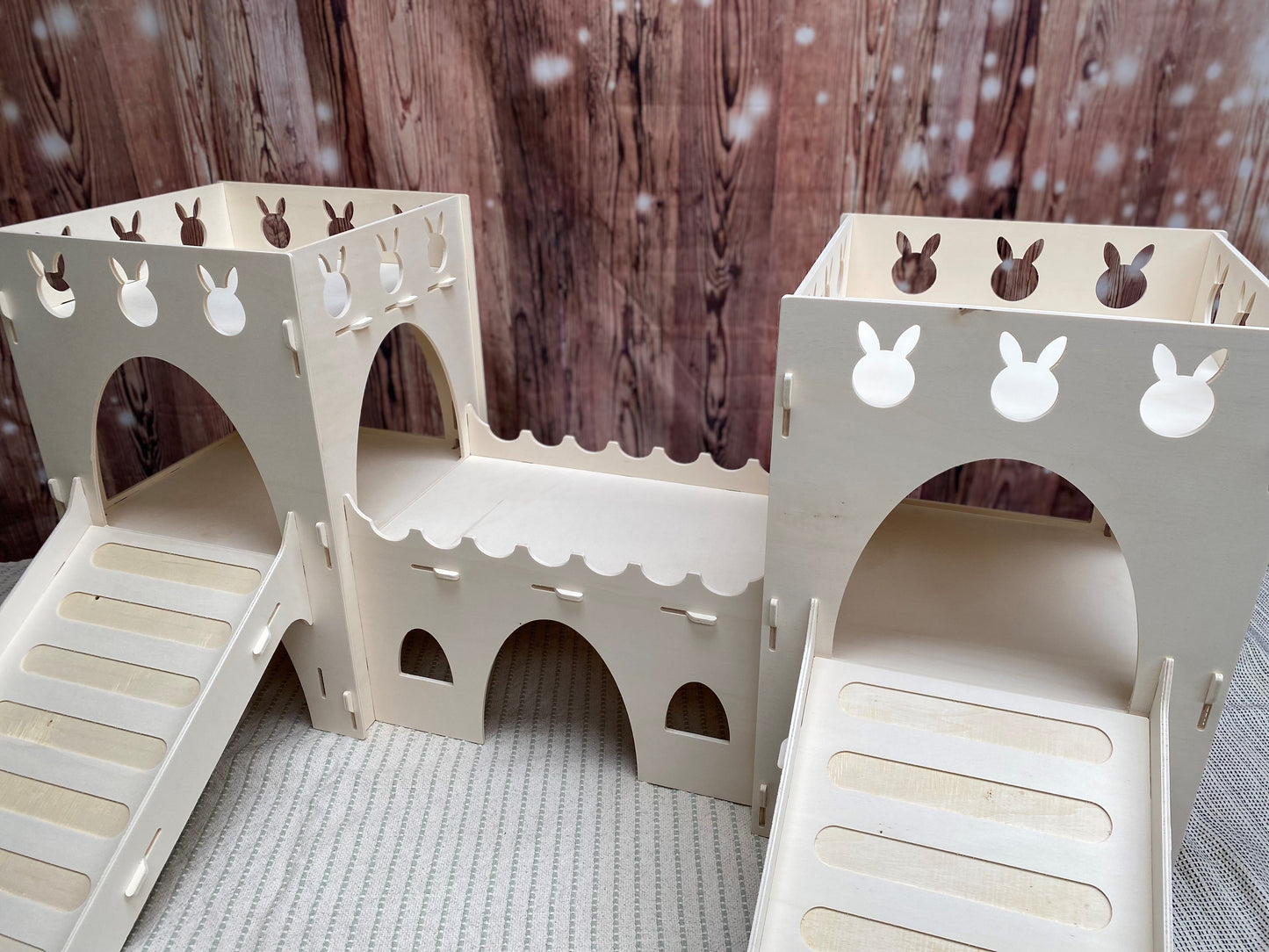 Two Turret Rabbit Cutout Castle | Wooden Rabbit Castle