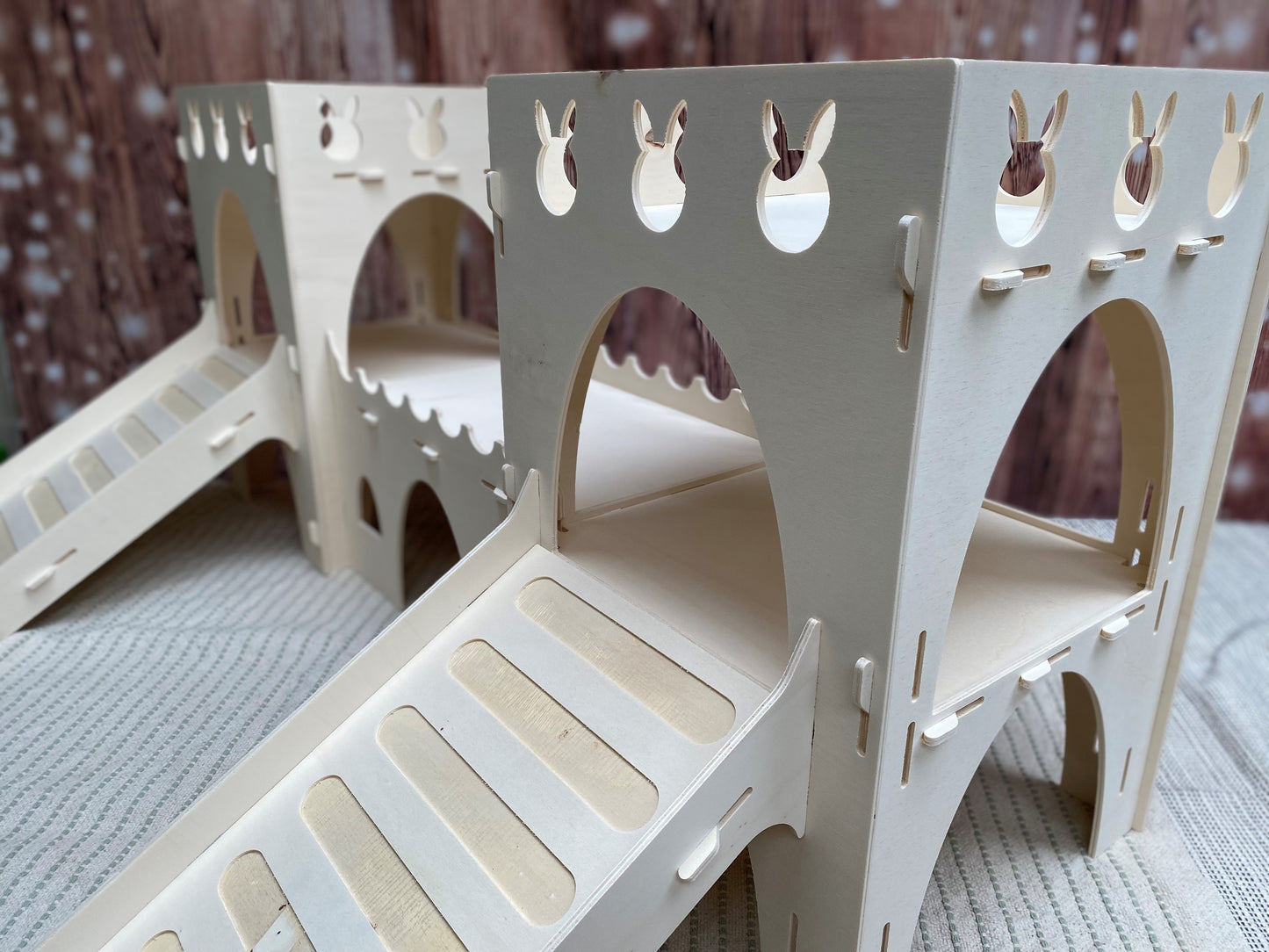 Two Turret Rabbit Cutout Castle | Wooden Rabbit Castle