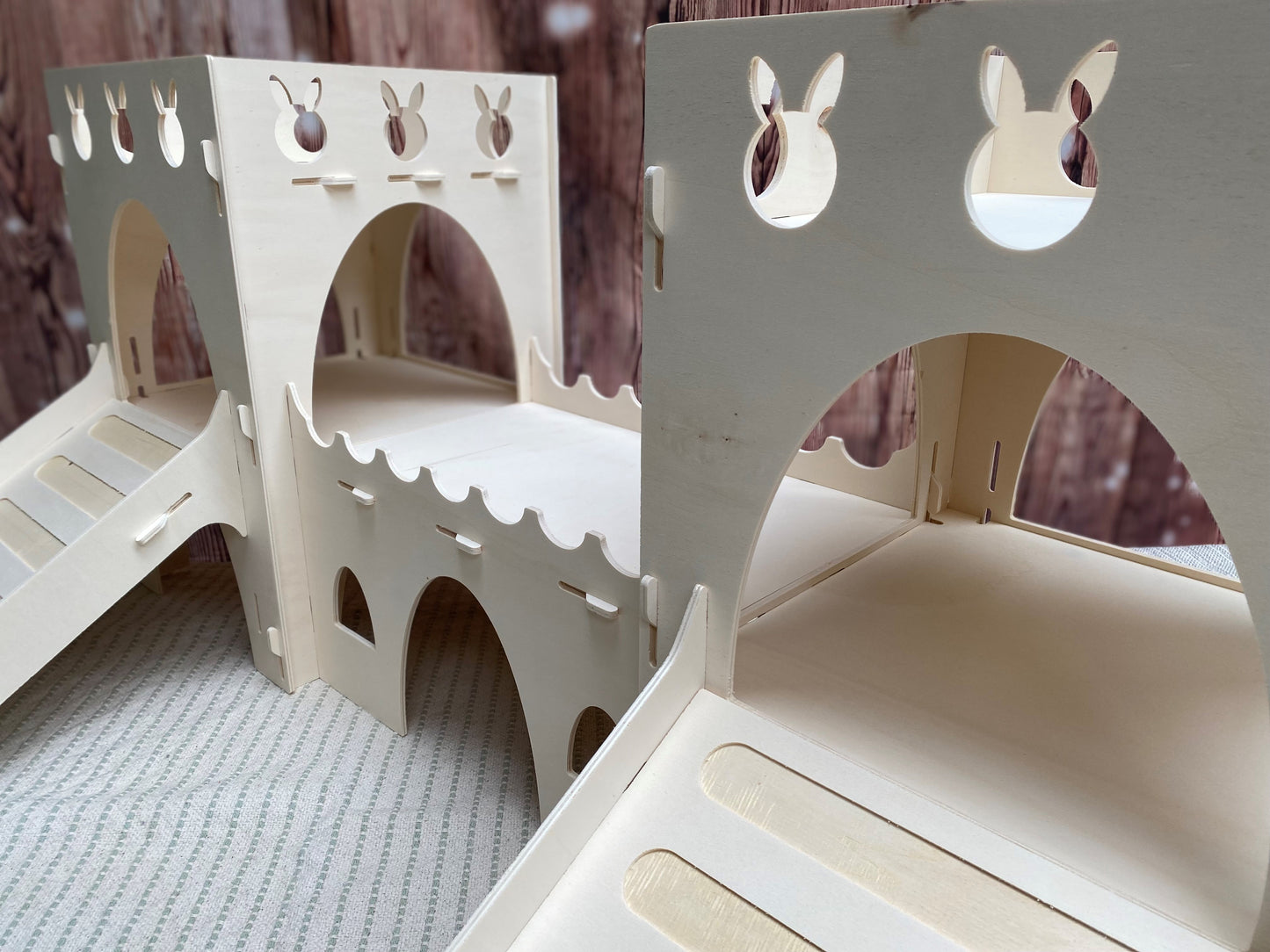 Two Turret Rabbit Cutout Castle | Wooden Rabbit Castle