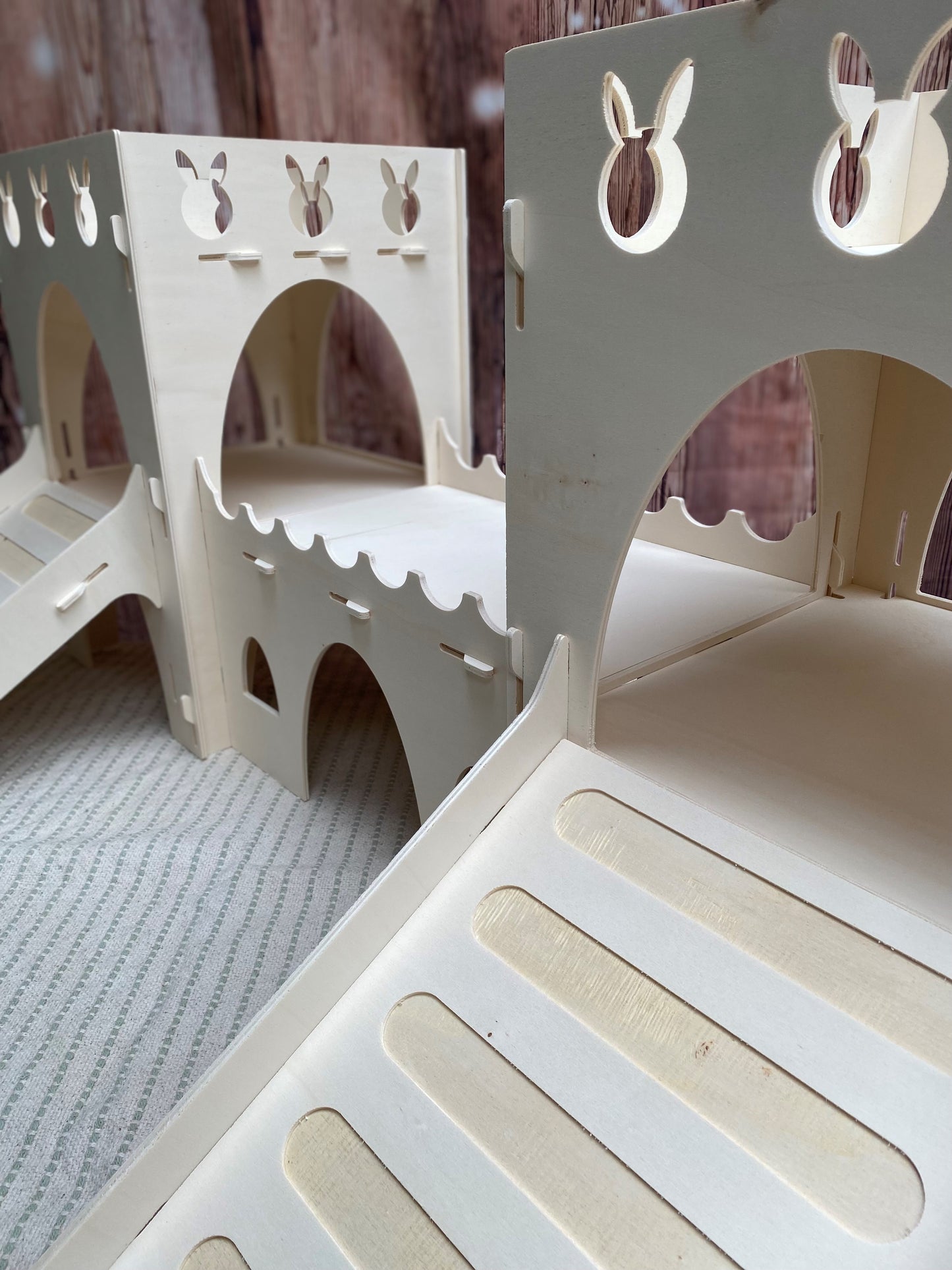 Two Turret Rabbit Cutout Castle | Wooden Rabbit Castle