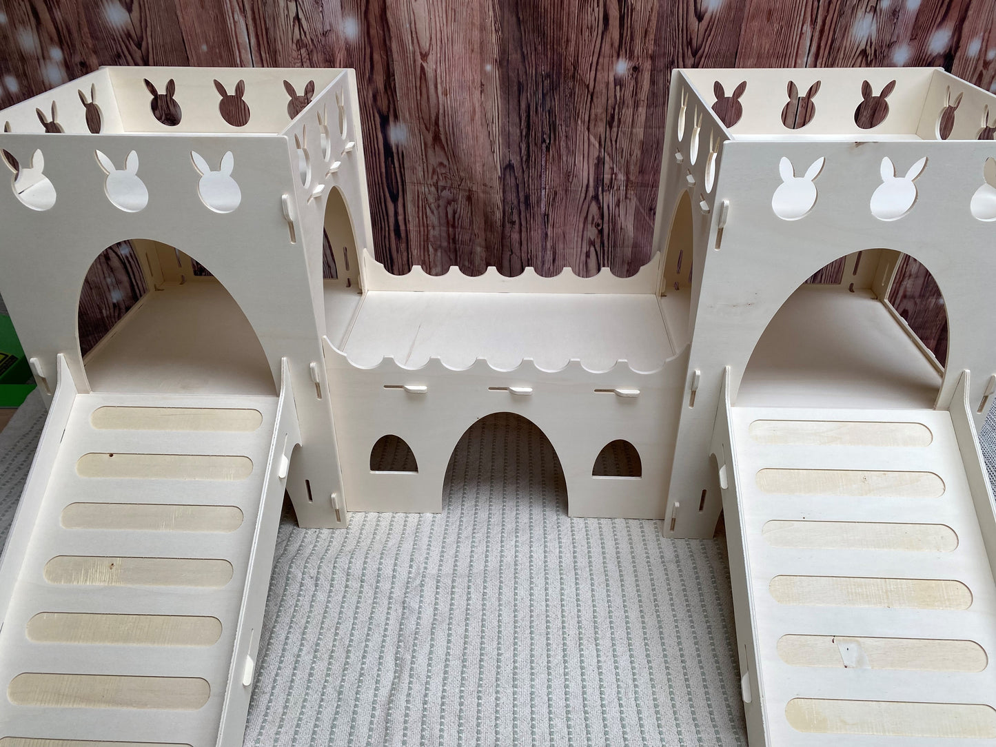 Two Turret Rabbit Cutout Castle | Wooden Rabbit Castle