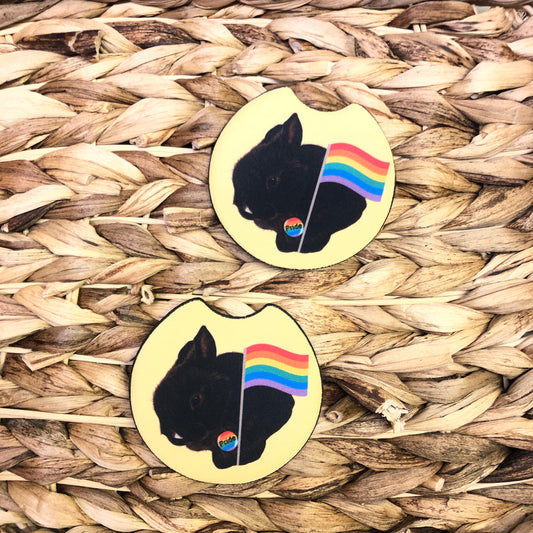 Car Coasters - Rainbow Rabbit Pride