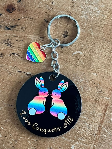 LGBTQ+ Rainbow Rabbits Keyring