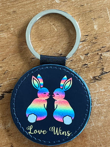 LGBTQ+ Rainbow Rabbits Keyring