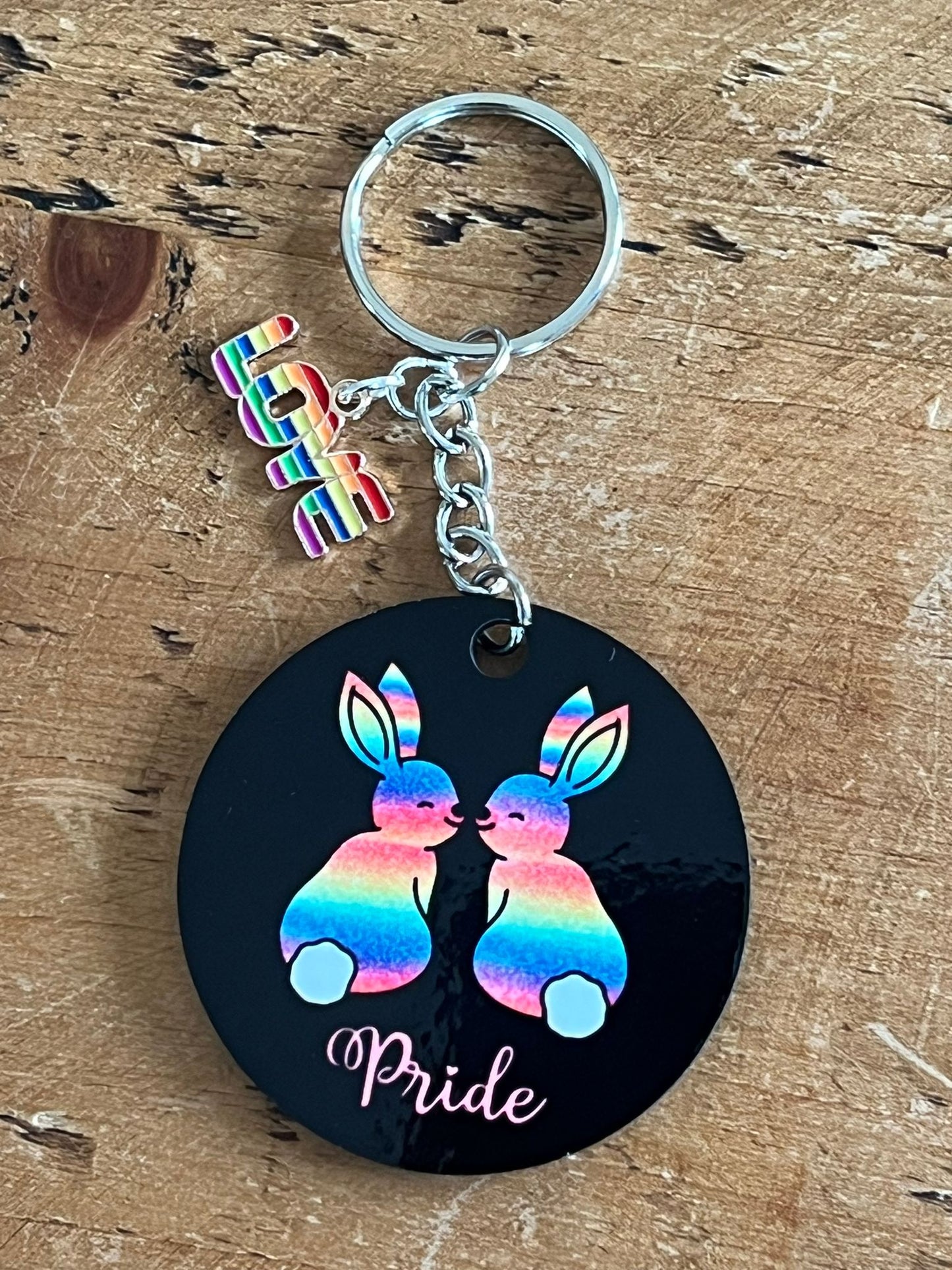 LGBTQ+ Rainbow Rabbits Keyring