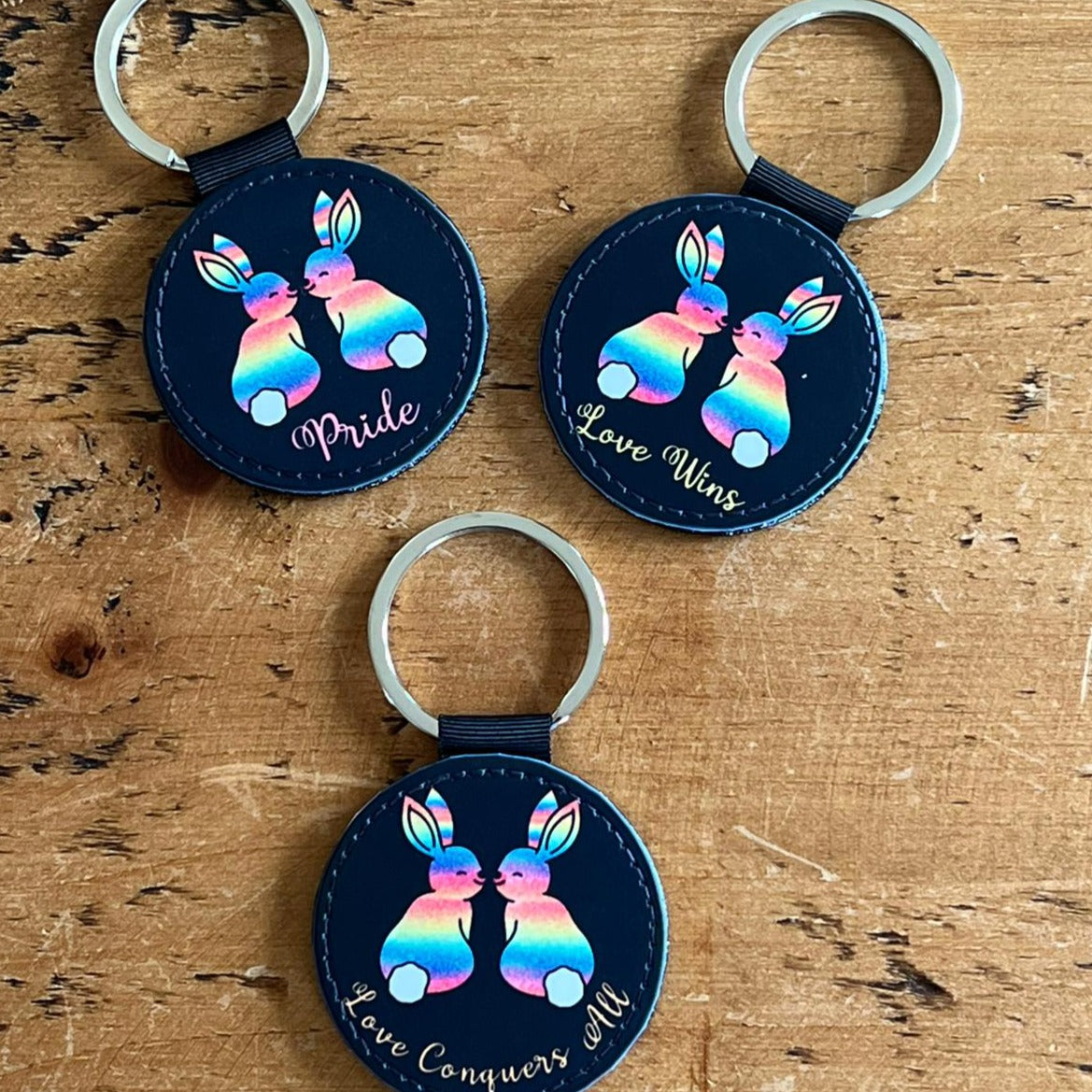 LGBTQ+ Rainbow Rabbits Keyring