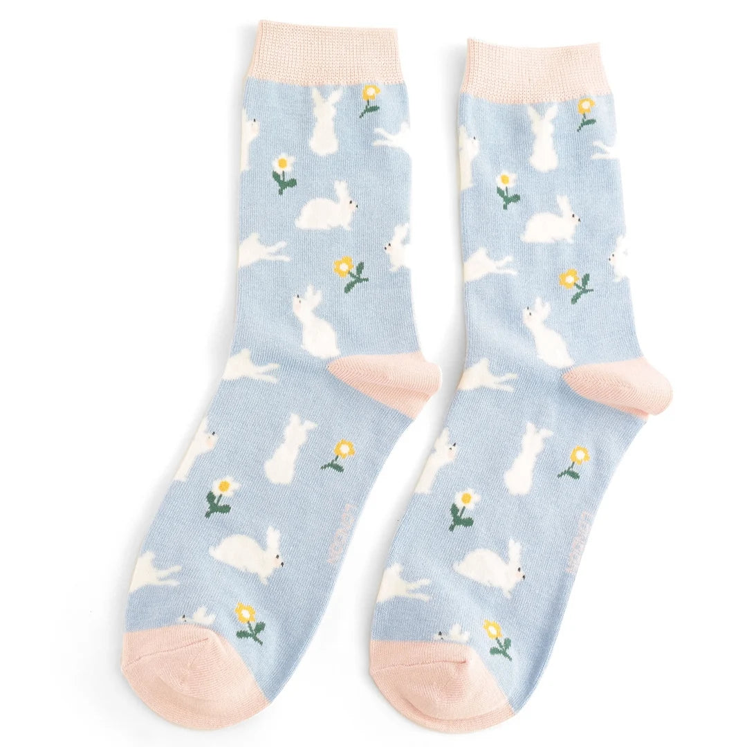 Bamboo Bunny and Daisy Ankle Socks - Size 3-7