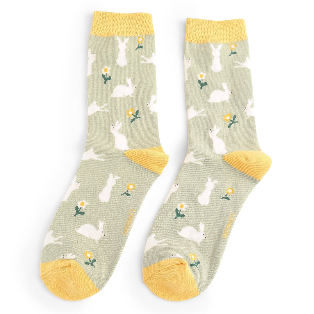 Bamboo Bunny and Daisy Ankle Socks - Size 3-7