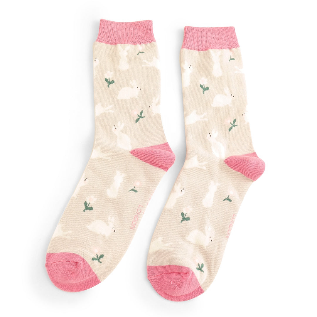 Bamboo Bunny and Daisy Ankle Socks - Size 3-7