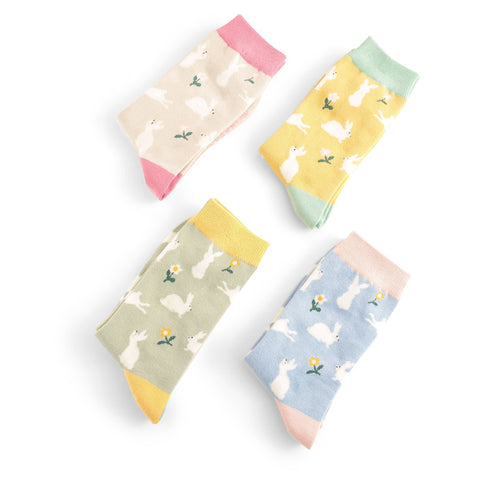 Bamboo Bunny and Daisy Ankle Socks - Size 3-7