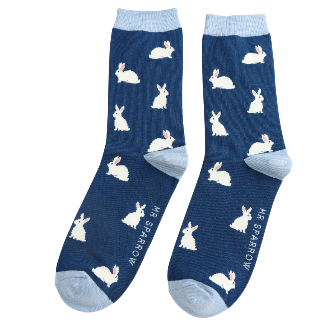Bamboo Rabbit Ankle Socks | Navy, Teal, Green | Size 7-11
