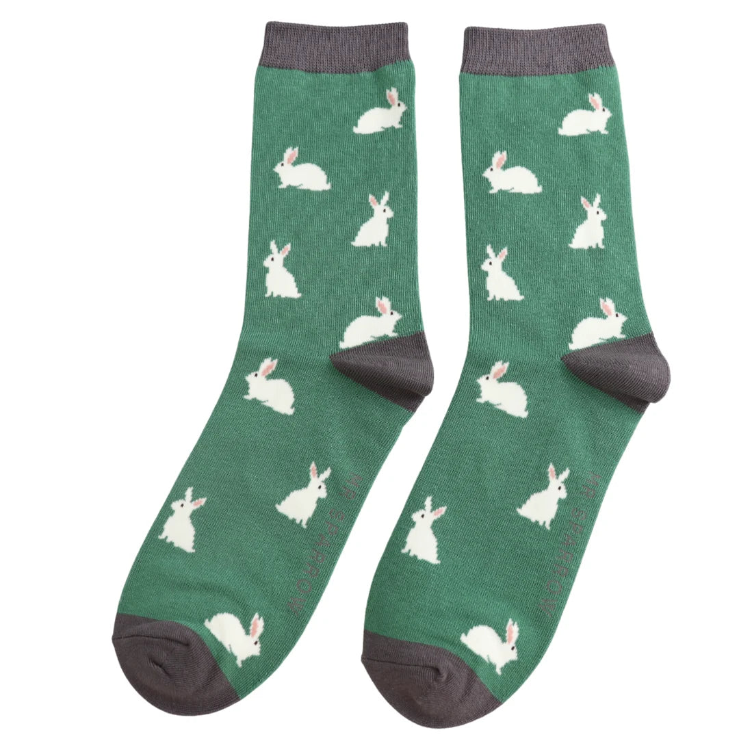 Bamboo Rabbit Ankle Socks | Navy, Teal, Green | Size 7-11