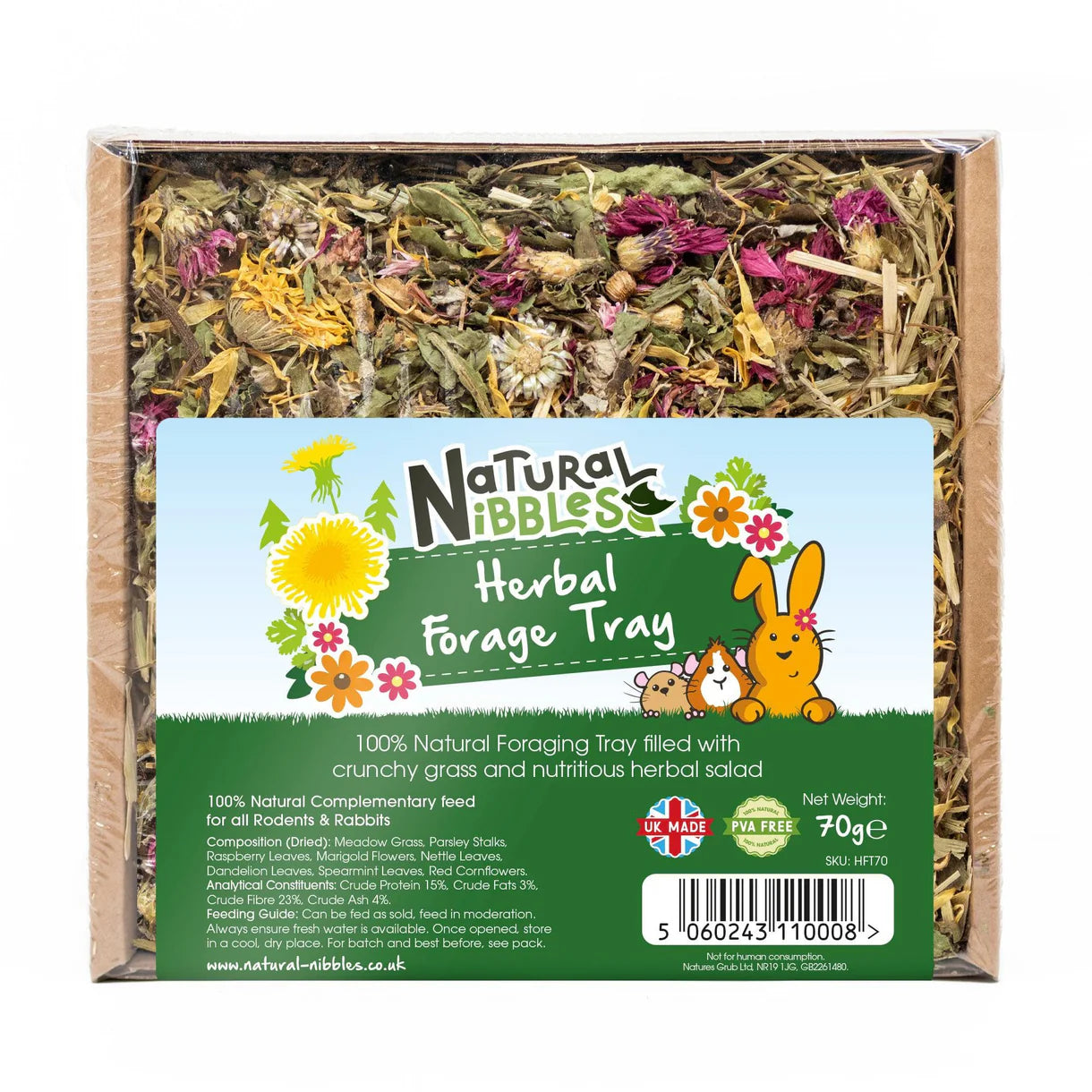 Natural Nibbles | Herbal Foraging Tray | Rabbit Forage 70g