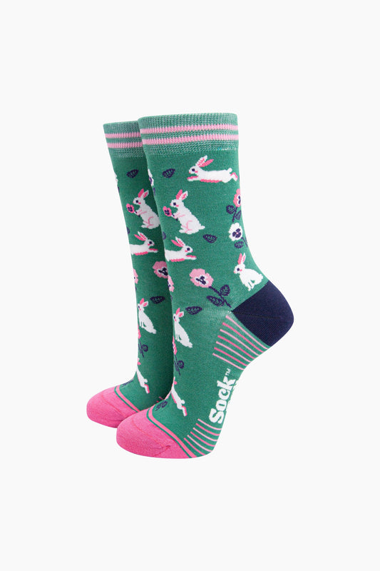 Bunny Socks | Floral Green | Size 3-7